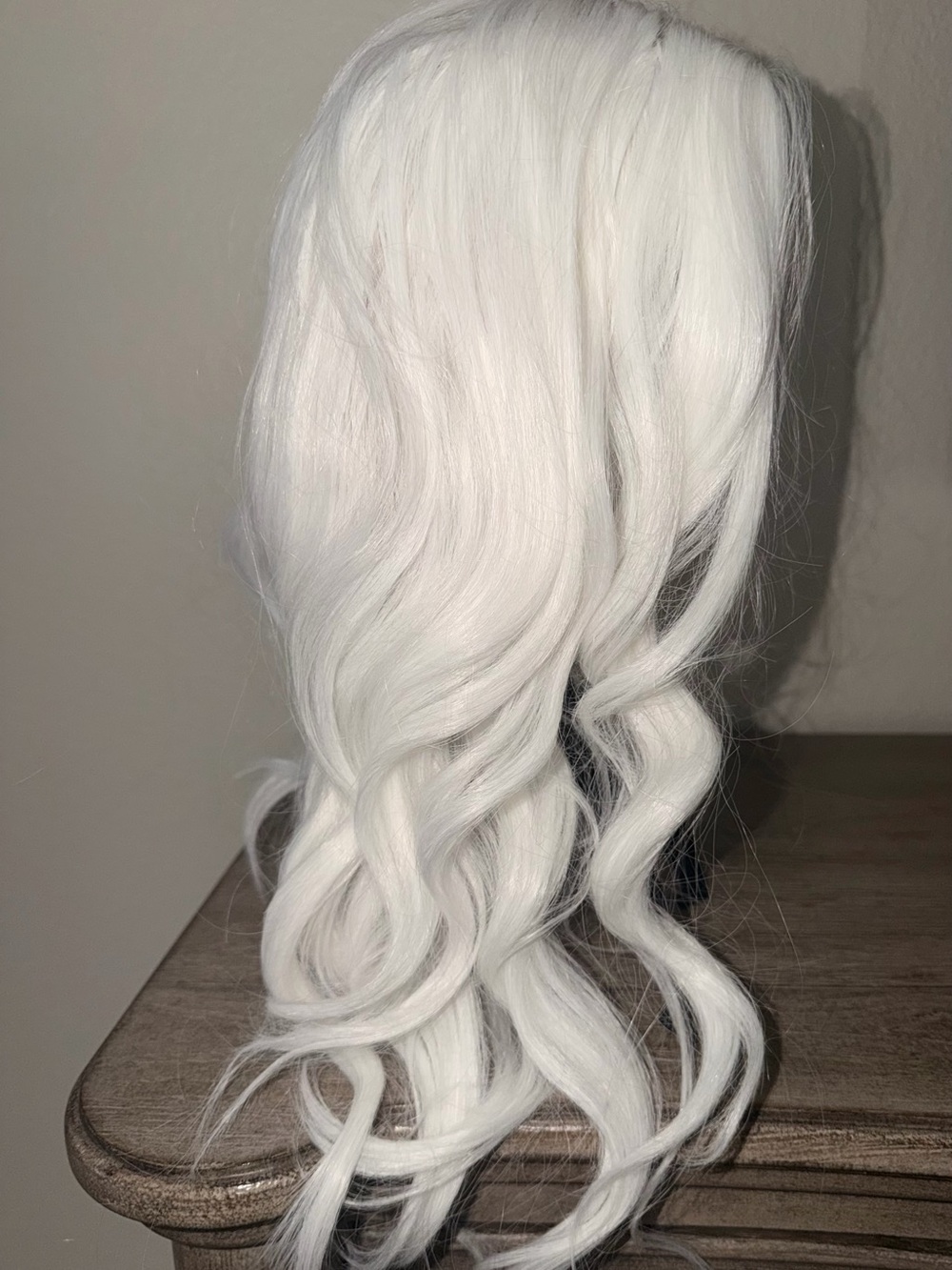 White Long Wavy Women's Hair Wig - Sleek Natural Shine 25 in long